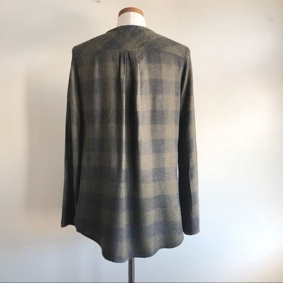 Cloth & Stone Plaid Rayon blouse with bell sleeves - Picture 5 of 7